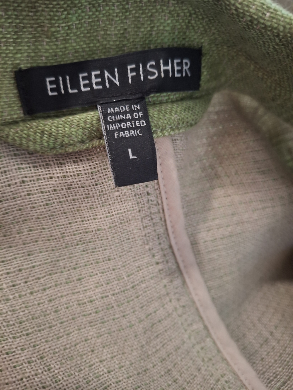 Eileen Fisher Olive Green Linen Relaxed Blazer - Picture 5 of 5